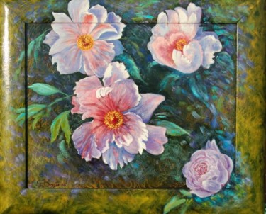 Pittura intitolato "Fiori in Cornice" da Giovanni Boggio, Opera d'arte originale