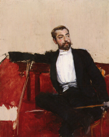 Malerei mit dem Titel "Portrait of John Si…" von Giovanni Boldini, Original-Kunstwerk, Öl