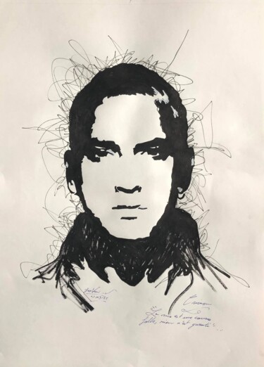 Drawing titled "portrait d'Eminem" by Giovanni.D, Original Artwork, Marker