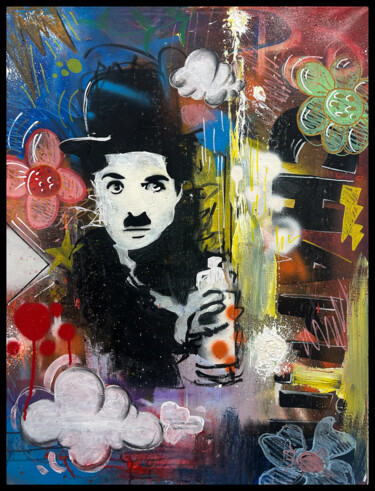 Painting titled "Charlie Chaplin Van…" by Giovanni.D, Original Artwork, Acrylic Mounted on Wood Stretcher frame
