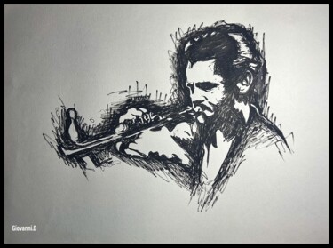 Drawing titled "tribute to Chet Bak…" by Giovanni.D, Original Artwork, Marker Mounted on Other rigid panel