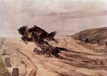 Pittura intitolato "Le cavalier solitai…" da Giovanni Fattori, Opera d'arte originale, Olio