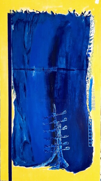 Malerei mit dem Titel "Blue perspective -…" von Giovanni Greco, Original-Kunstwerk, Emaille