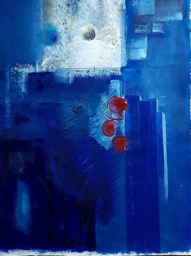 Peinture intitulée "Blue perspective##4" par Giovanni Greco, Œuvre d'art originale, Émail