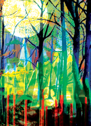 Arte digitale intitolato "Il bosco" da Giovanni Merola, Opera d'arte originale, Pittura digitale