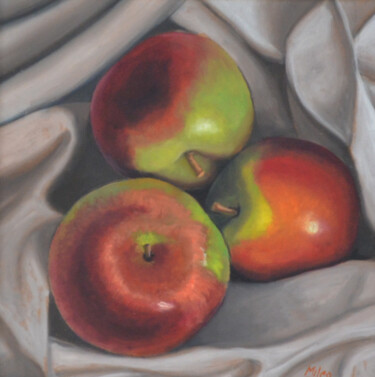 Pittura intitolato "Tre mele" da Giovanni Mileo, Opera d'arte originale, Olio