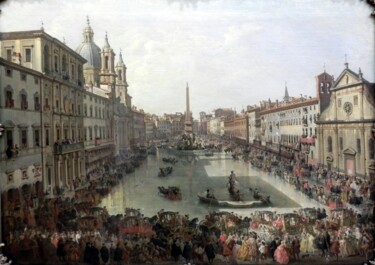 Pintura intitulada "Piazza Navona, Rome" por Giovanni Paolo Panini, Obras de arte originais, Óleo
