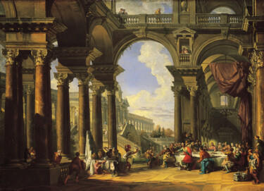 Malarstwo zatytułowany „Les noces de Cana” autorstwa Giovanni Paolo Panini, Oryginalna praca, Olej