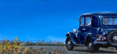 Painting titled "Auto Blu" by Giovanni Rosazza, Original Artwork