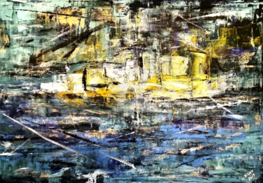 Painting titled "La Città in mezzo a…" by Giovanni Battista Cau, Original Artwork, Acrylic