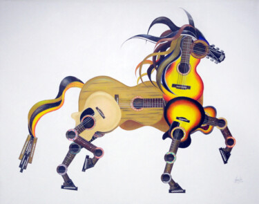 Painting titled "Guitallo Acústico" by Giovanny Avila, Original Artwork, Oil