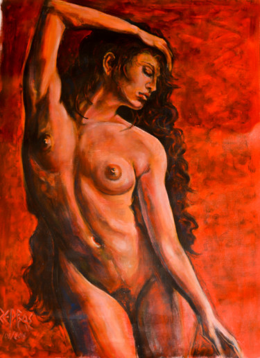 Painting titled "Sensational Red" by Giorgos Zerbas, Original Artwork, Other