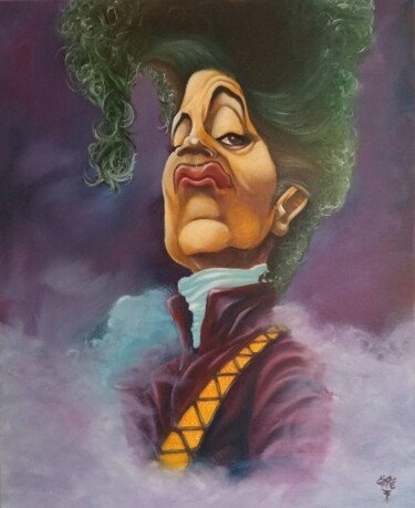 Painting titled "PRINCE" by Gipé, Original Artwork, Oil Mounted on Wood Stretcher frame