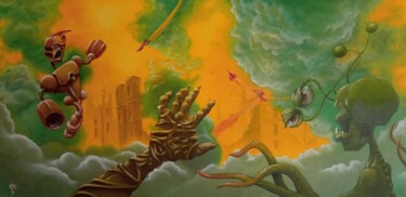Pintura titulada "SPACE INVADERS" por Gipé, Obra de arte original, Oleo Montado en Bastidor de camilla de madera