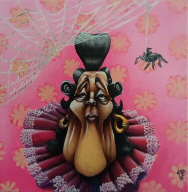 Картина под названием "SPIDER WOMAN" - Gipé, Подлинное произведение искусства, Масло Установлен на Деревянная рама для носил…