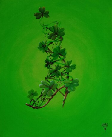 Ζωγραφική με τίτλο "GREEN SHOE" από Gipé, Αυθεντικά έργα τέχνης, Λάδι Τοποθετήθηκε στο Ξύλινο φορείο σκελετό