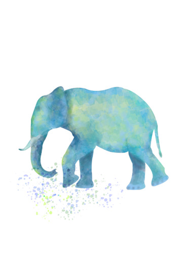 Digital Arts titled "Eléphant - poster" by Jean Paul Fusay, Original Artwork, Digital Painting