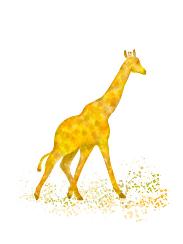Arts numériques intitulée "Girafe - poster" par Jean Paul Fusay, Œuvre d'art originale, Peinture numérique