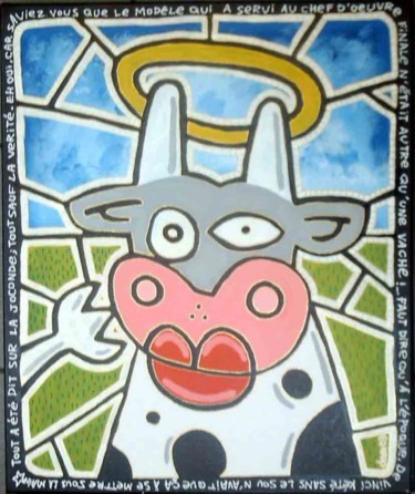Peinture intitulée "ste vache" par Damien Deltour, Œuvre d'art originale