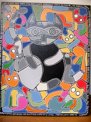 Peinture intitulée "chat thon" par Damien Deltour, Œuvre d'art originale