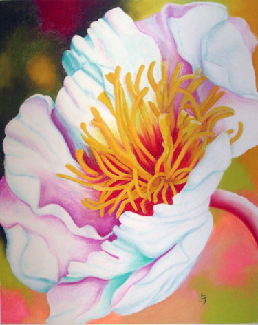 Painting titled "Imagine une fleur." by Jean-Claude Girard, Original Artwork, Pastel