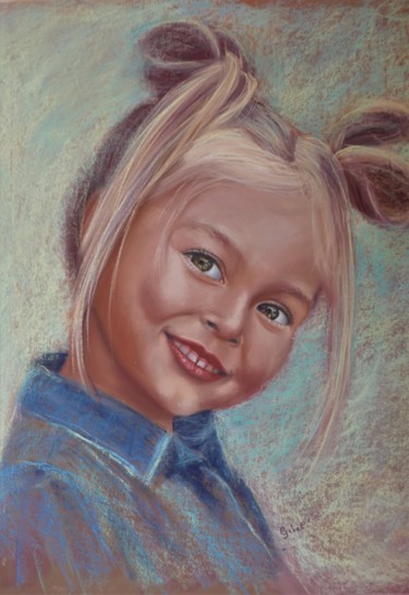 Peinture intitulée "Petite demoiselle 2" par Gisel', Œuvre d'art originale, Pastel