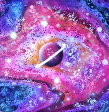 Painting titled "Cosmic Realm" by Gisela Gonzalez, Original Artwork, Acrylic