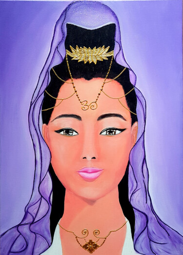 Painting titled "Goddess of Compassi…" by Gisela Gonzalez, Original Artwork, Acrylic