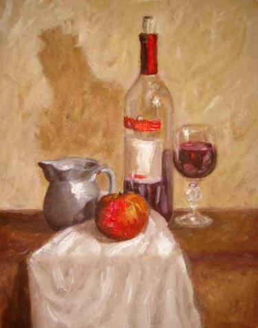Painting titled "naturaleza-vino-vid…" by Gisela Hahn, Original Artwork, Oil
