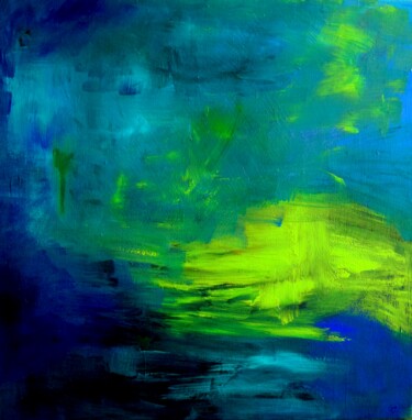 Malerei mit dem Titel "Blau verschmilzt mi…" von Gisela Zimmermann, Original-Kunstwerk, Acryl Auf Keilrahmen aus Holz montie…