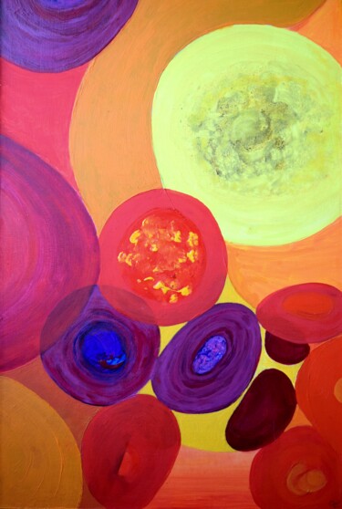 Painting titled "Planeten fallen auf…" by Gisela Zimmermann, Original Artwork, Acrylic