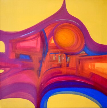 Painting titled "Epicenter  II" by Gisela Zimmermann, Original Artwork, Acrylic Mounted on Wood Stretcher frame