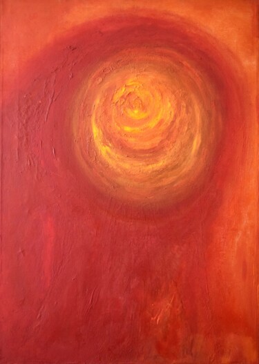 Painting titled "Untergehende Sonne" by Gisela Zimmermann, Original Artwork, Acrylic Mounted on Wood Stretcher frame
