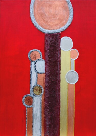 Painting titled "Menschen IV" by Gisela Zimmermann, Original Artwork, Acrylic Mounted on Wood Stretcher frame