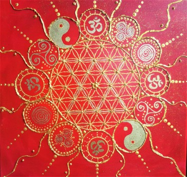 Peinture intitulée "Connection Mandala" par Gisela Gonzalez, Œuvre d'art originale, Acrylique