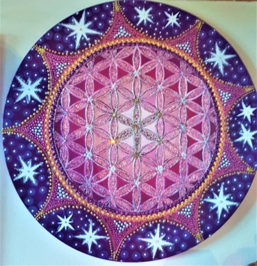 Painting titled "Flower of Life spar…" by Gisela Gonzalez, Original Artwork, Acrylic