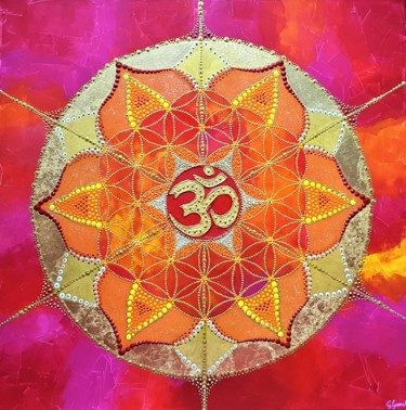 Peinture intitulée "Mandala "OM"" par Gisela Gonzalez, Œuvre d'art originale, Acrylique