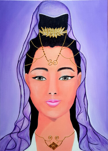 Malerei mit dem Titel "Goddess of Compassi…" von Gisela Gonzalez, Original-Kunstwerk, Acryl