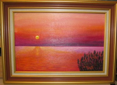 Coucher de soleil Peinture intitulée "Coucher de soleil" par Gisèle Rouquette, Œuvre d'art originale, Huile