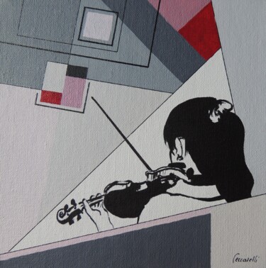 Malerei mit dem Titel "violoniste, acryliq…" von Gisele Ceccarelli, Original-Kunstwerk, Acryl