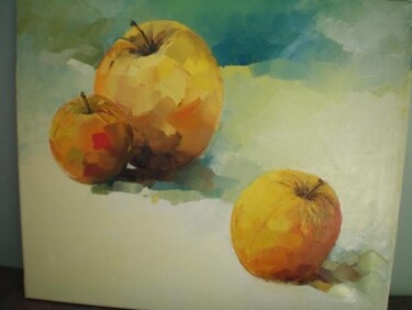 Peinture intitulée "trois pommes" par Gisele Ceccarelli, Œuvre d'art originale
