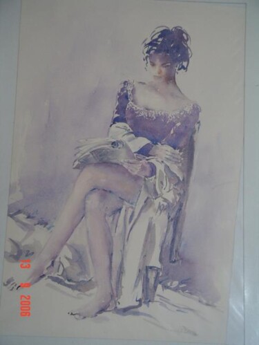 Malerei mit dem Titel "femme lisant" von Gisele Ceccarelli, Original-Kunstwerk