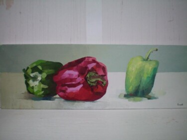 Peinture intitulée "les poivrons" par Gisele Ceccarelli, Œuvre d'art originale