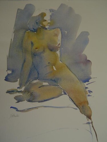 Painting titled "nue" by Gisele Ceccarelli, Original Artwork, Oil