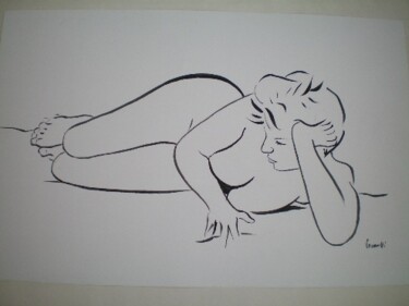 Peinture intitulée "nu de femme allongée" par Gisele Ceccarelli, Œuvre d'art originale, Huile