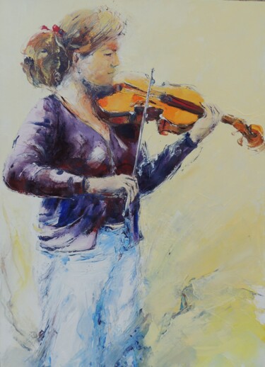 Painting titled "violoniste-50x70.jpg" by Gisele Ceccarelli, Original Artwork