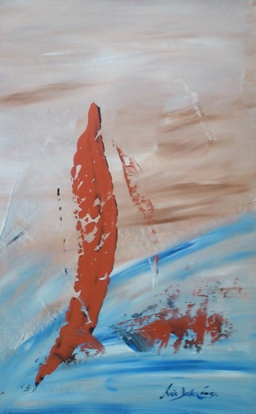 Malerei mit dem Titel "Sans Titre (Au delà…" von Gisèle Dalla Longa, Original-Kunstwerk, Acryl Auf Holzplatte montiert