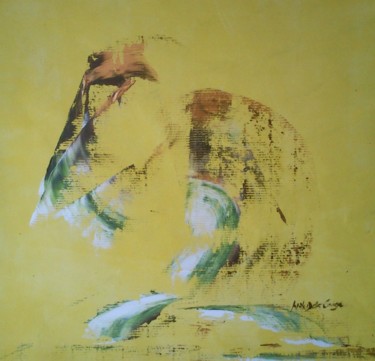 Pittura intitolato "Sans Titre (Ecoute.…" da Gisèle Dalla Longa, Opera d'arte originale, Acrilico Montato su Pannello di leg…