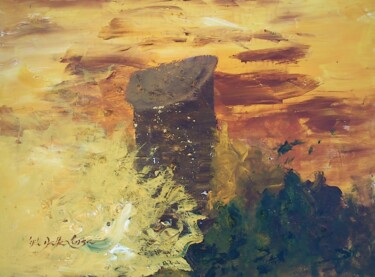Картина под названием "La Tour" - Gisèle Dalla Longa, Подлинное произведение искусства, Акрил Установлен на Деревянная панель
