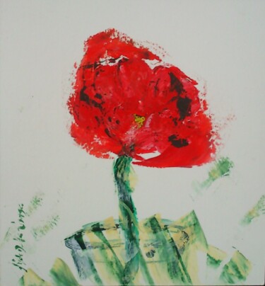 Malerei mit dem Titel "Rouge et Noir" von Gisèle Dalla Longa, Original-Kunstwerk, Acryl